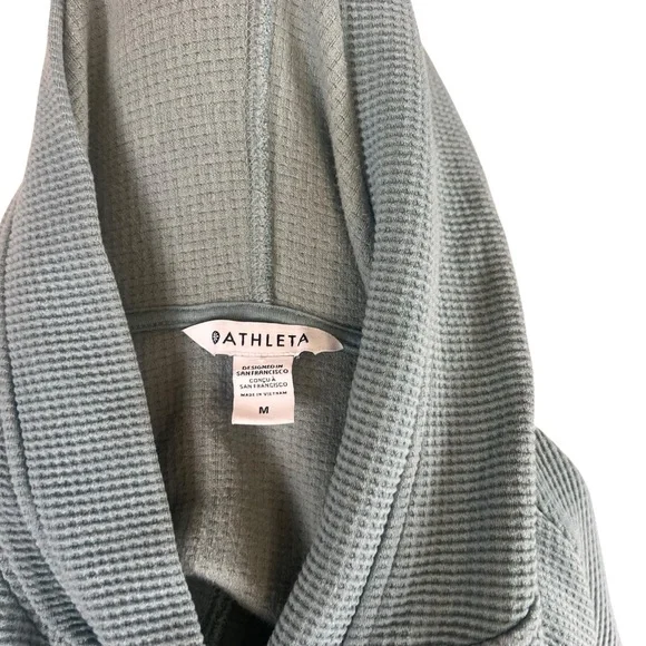 Athleta Blue textured knit women’s pullover hooded top SZ M - Picture 4 of 8